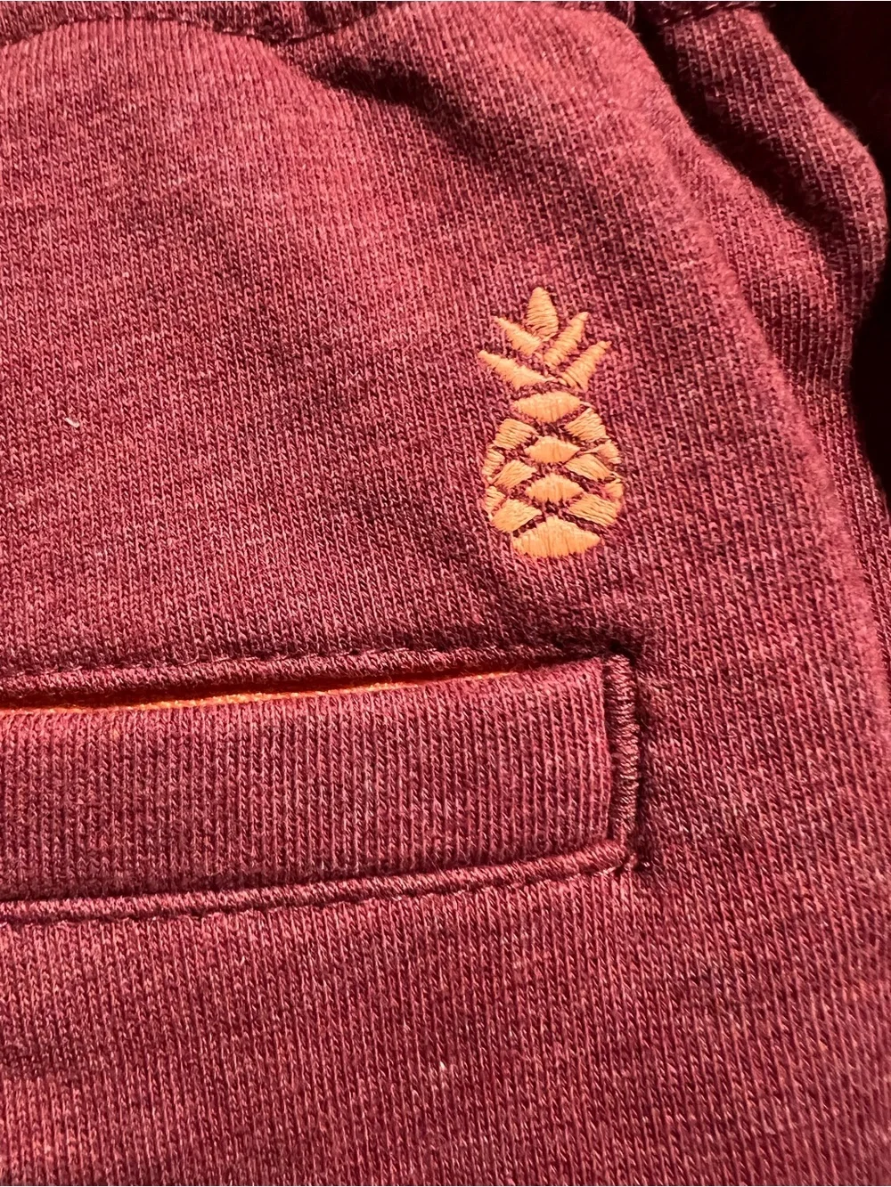Chubbies Mens Burgundy Jogger Sweatpants with Contrast Orange Waistband